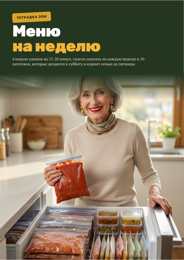 Обложка тетрадки «Меню на неделю для семьи и заготовки в морозилку»