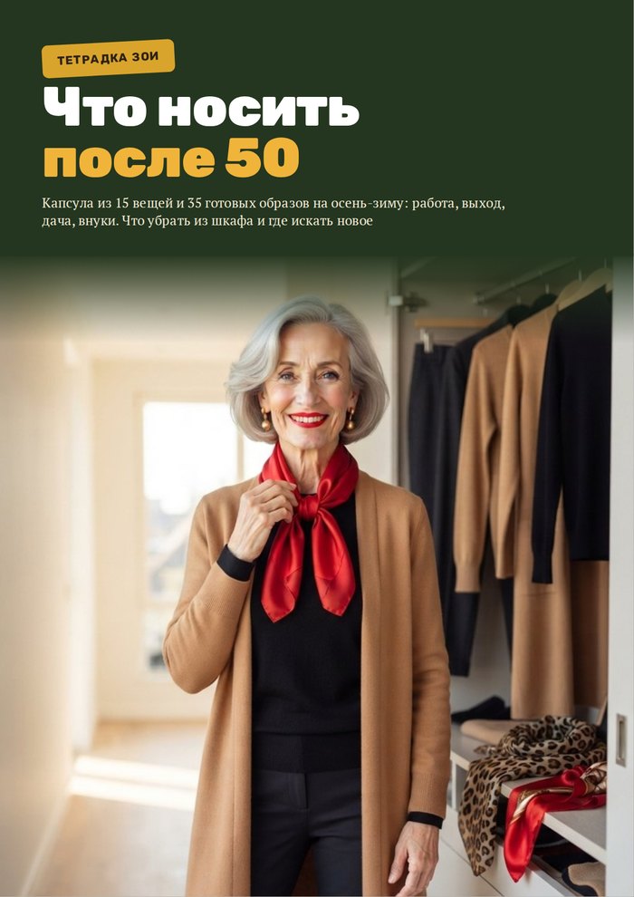 Обложка тетрадки «Что носить после 50»