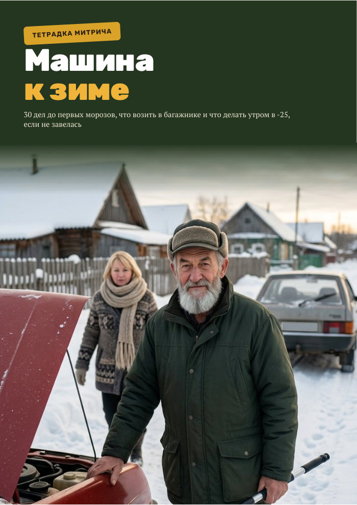 Обложка тетрадки «Как подготовить машину к зиме»