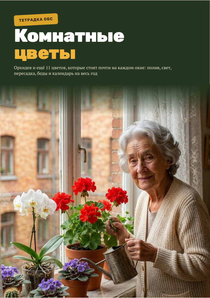 Обложка тетрадки «Комнатные цветы: уход без ошибок»
