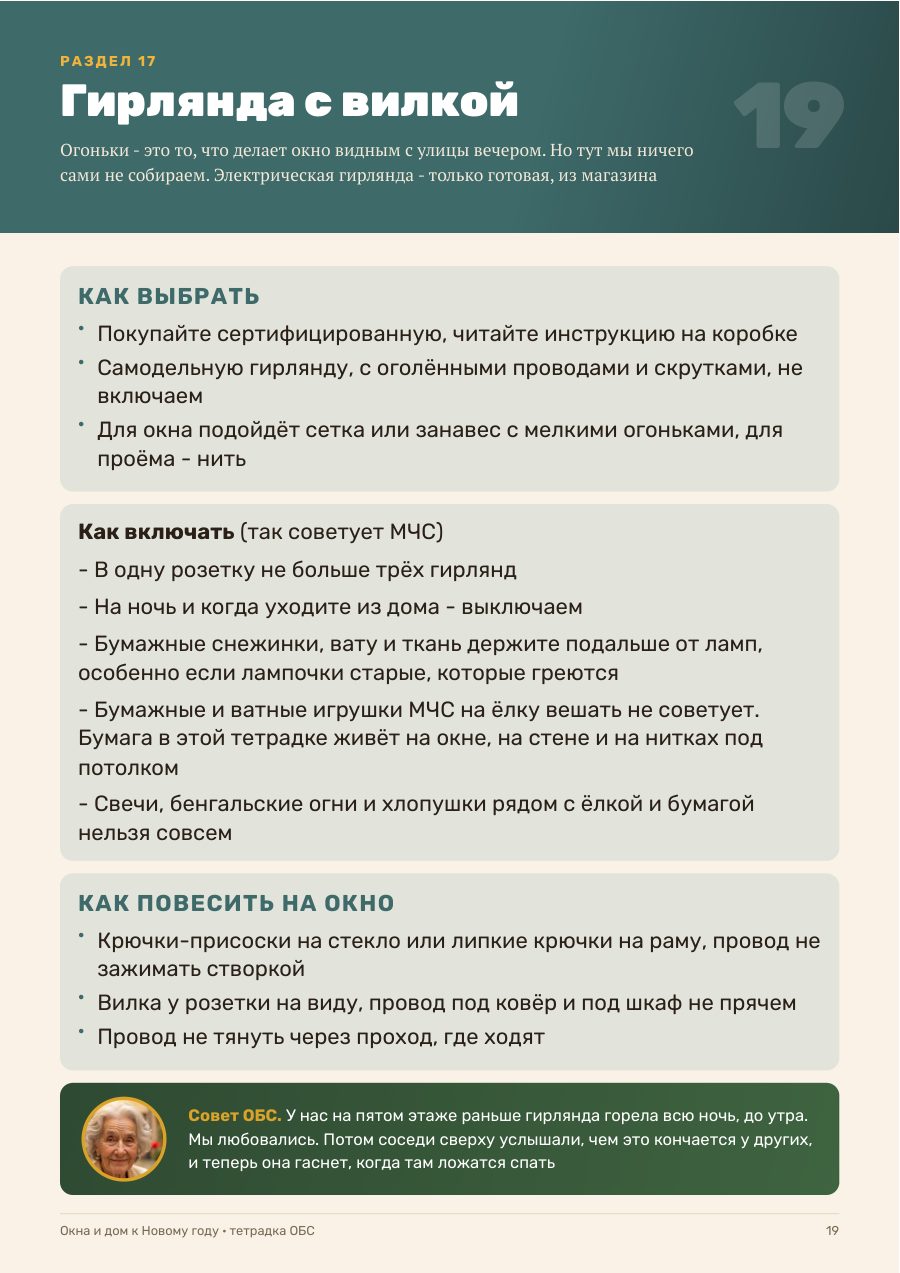 Страница тетрадки: гирлянда с вилкой