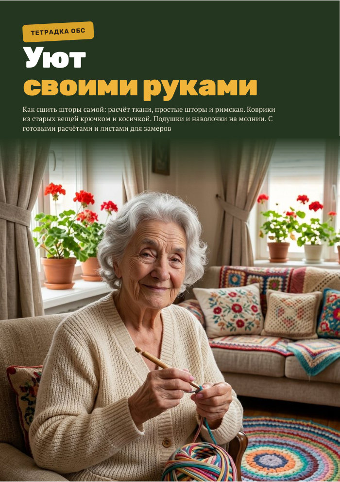 Обложка тетрадки «Уют своими руками: шторы, коврики, подушки»